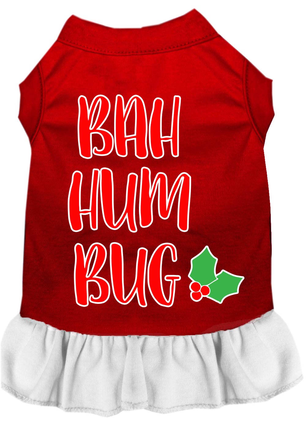 Bah Humbug Screen Print Dog Dress Red with White XS